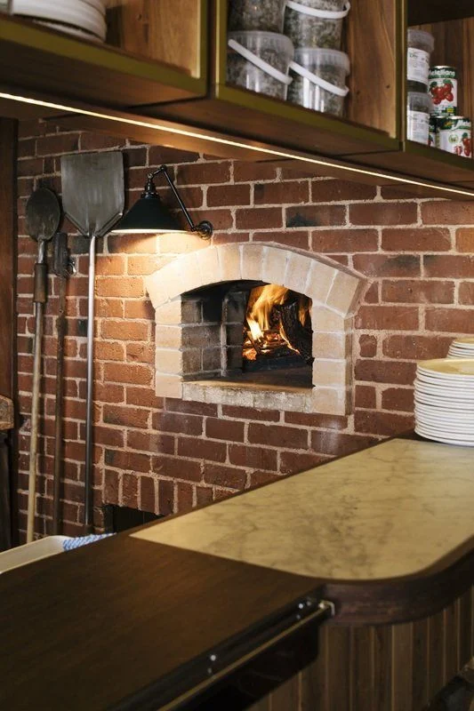 Brickwork and oven within the restaurant